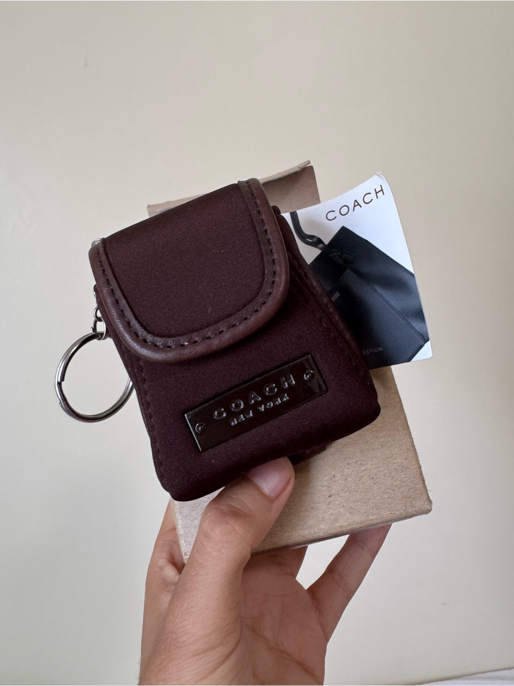 Vintage Coach Neoprene Mini Backpack Key Fob (6281) in Mahogany Brown